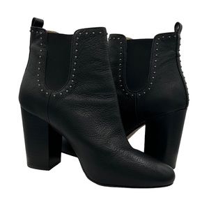 Saks Fifth Avenue Black Leather Studded Lynnie Ankle Boots Bootie (7)
